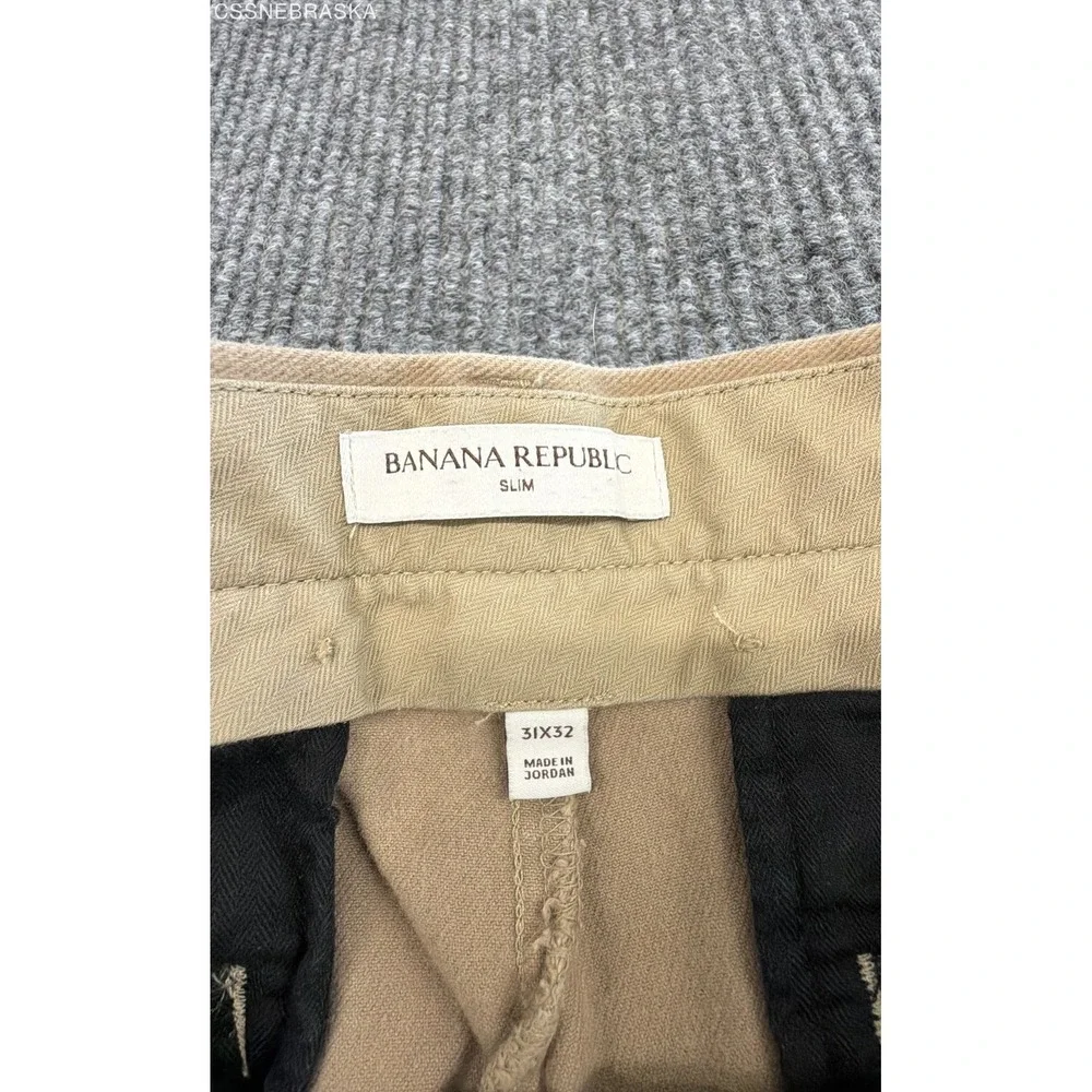 Banana Republic Men's Tan Slim Chinos Khaki Stretch Cotton Pants Sz 31x32